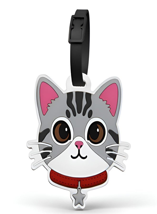 ANINIUCN Luggage Tags for Suitcases - Cute American Shorthair Cat Travel ID Tag, Soft Silicone Animal Bag Tag for Kids, Teens & Adults, Perfect for Backpacks, Gym Bags & Family Vacations - Image 1